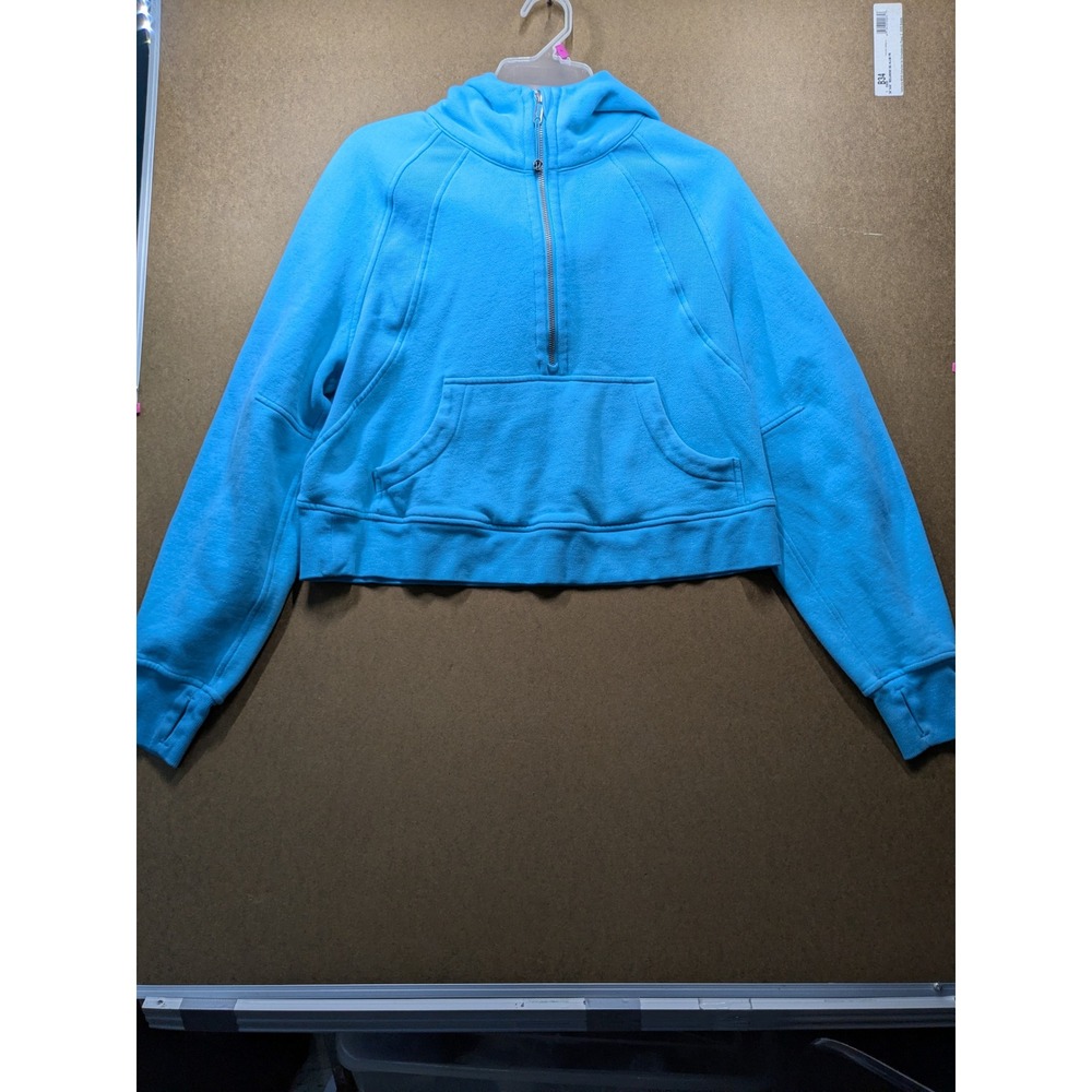 Lululemon Scuba Oversized Half-Zip Cropped Hoodie Cyan Blue XS/S LW3DM4S